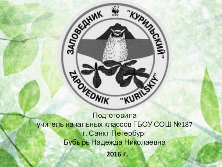 2016 г.Подготовила учитель начальных классов ГБОУ СОШ №187г. Санкт-ПетербургБубырь Надежда Николаевна