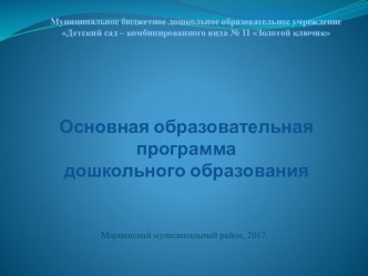 Краткая презентация Основной образовательной программы дошкольного образования презентация