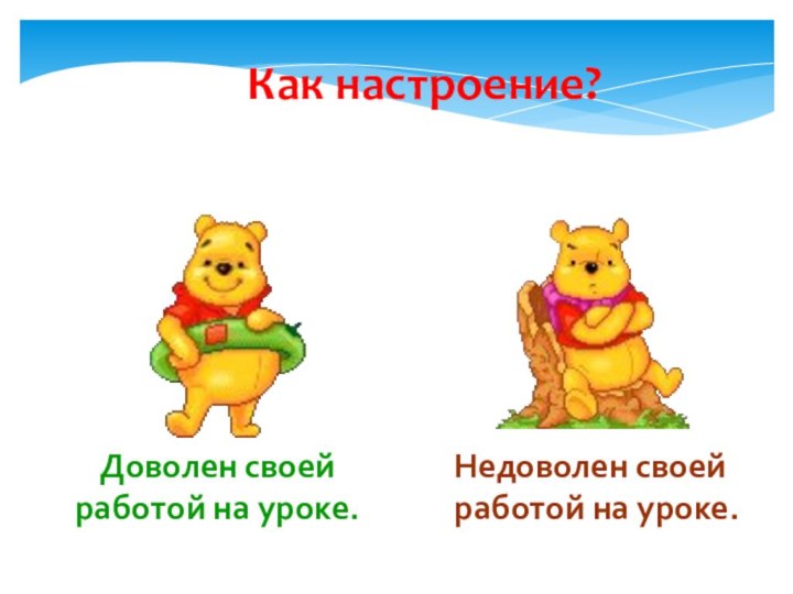 Как настроение?Недоволен своей работой на уроке.Доволен своей работой на уроке.