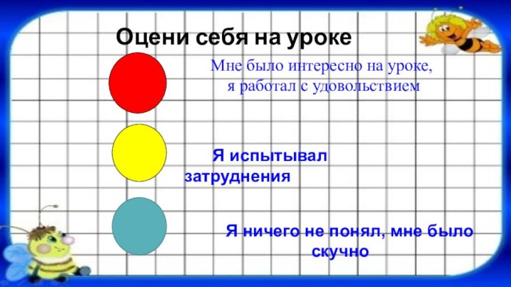 Оцени себя на урокеМне было интересно на уроке, я работал