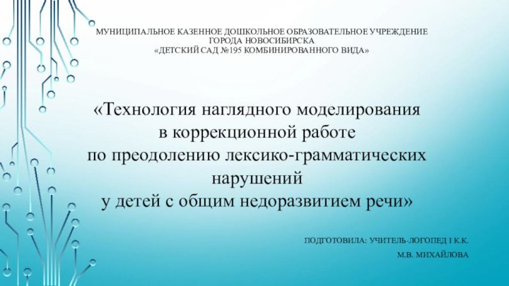 Муниципальное казенное дошкольное образовательное учреждение города Новосибирска «Детский сад №195 комбинированного вида»