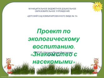 Проект : Насекомые проект по окружающему миру (младшая группа)