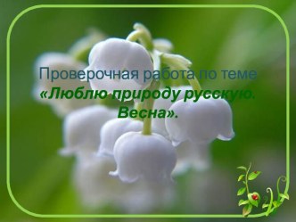 Проверочная работа по теме Люблю природу русскую. Весна презентация к уроку по чтению (2 класс) по теме