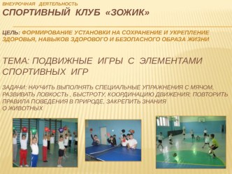 Спортивный клуб ЗОЖик. Подвижные игры с элементами спортивных игр. презентация к уроку (1, 2, 3, 4 класс)