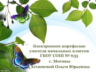 Портфолио учителя начальных классов Асташевой Ольги Юрьевны презентация к уроку