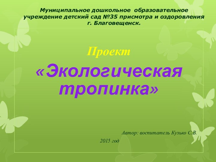 Муниципальное дошкольное образовательное учреждение детский сад №35 присмотра и оздоровления г. Благовещенск.