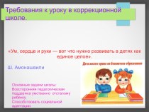 Требования к проведению урока в коррекционной школе. учебно-методический материал