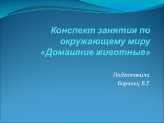 Конспект занятия по окружающему миру Домашние животные. презентация к уроку по окружающему миру (средняя группа)