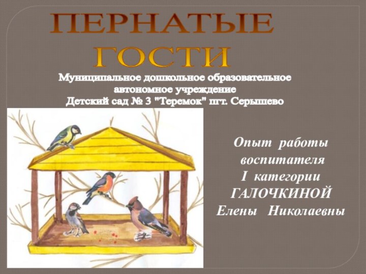 ПЕРНАТЫЕГОСТИМуниципальное дошкольное образовательное автономное учреждениеДетский сад № 3 