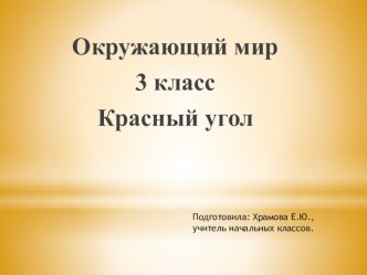 красный угол презентация к уроку (окружающий мир, 3 класс) по теме