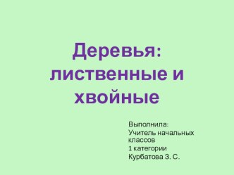 Урок по предмету: Развитие устной речи на основе изучения предметов и явлений окружающей действительности Деревья лиственные и хвойные в 3 классе специальной (коррекционной) школы- интерната VIII вида г. Чернушка Пермского края учебно-методический материа