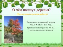 Исследовательская работа О чём шепчут деревья? проект по окружающему миру (2 класс) по теме