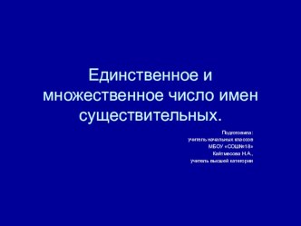 Презентация. русский язык. Единственное и множественное число имен существительных. презентация к уроку русского языка (3 класс)