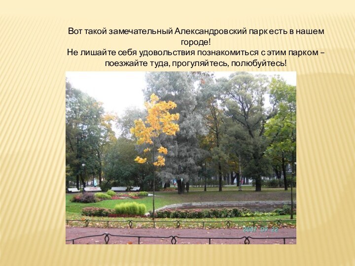 Вот такой замечательный Александровский парк есть в нашем городе!Не лишайте себя удовольствия