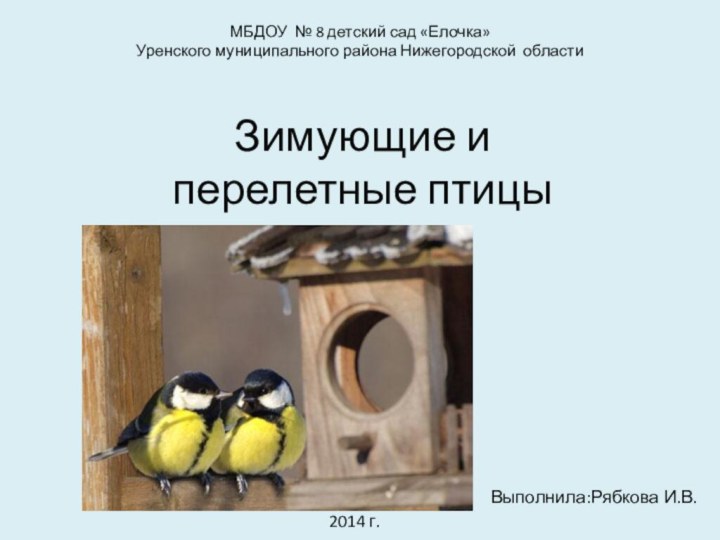 МБДОУ № 8 детский сад «Елочка» Уренского муниципального района Нижегородской области Зимующие