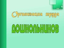 Организация труда дошкольников презентация