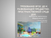 Требования ФГОС ДО к развивающей предметно-пространственной среде презентация по теме