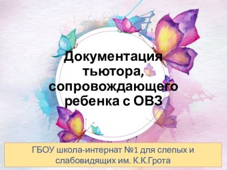 Документация тьютора, сопровождающего ребенка с ОВЗ презентация к уроку