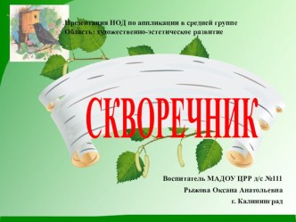 Разработка НОД по художественно-эстетическому развитию в средней группе Скворечник презентация к уроку по аппликации, лепке (средняя группа)