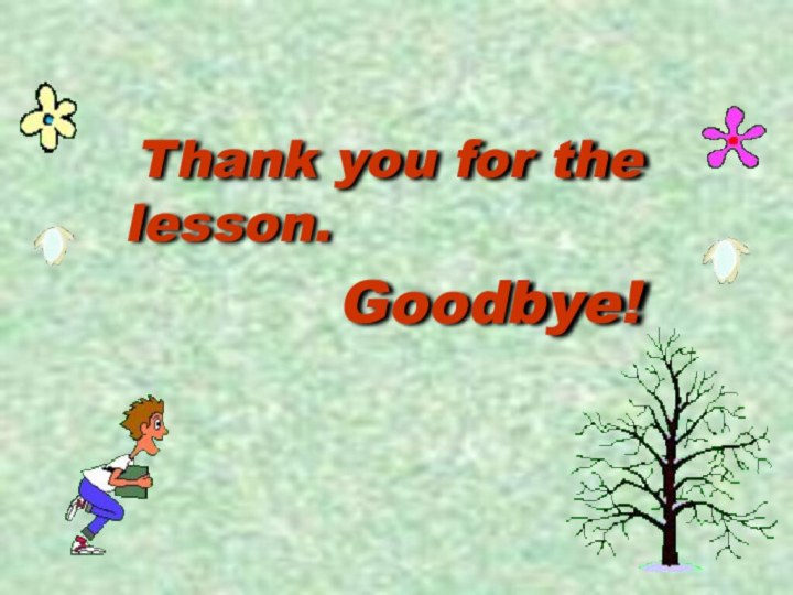 Thank you for the lesson.       Goodbye!