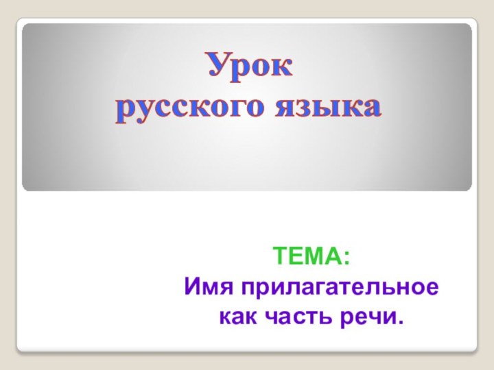 Урок русского языкаТЕМА: Имя прилагательное как часть речи.
