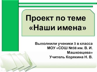 Презентация к проекту Наши имена. презентация к уроку (3 класс)