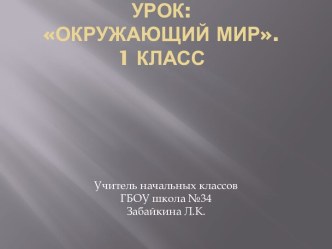 Конспект урока по предмету: Окружающий мир план-конспект урока по окружающему миру (1 класс)