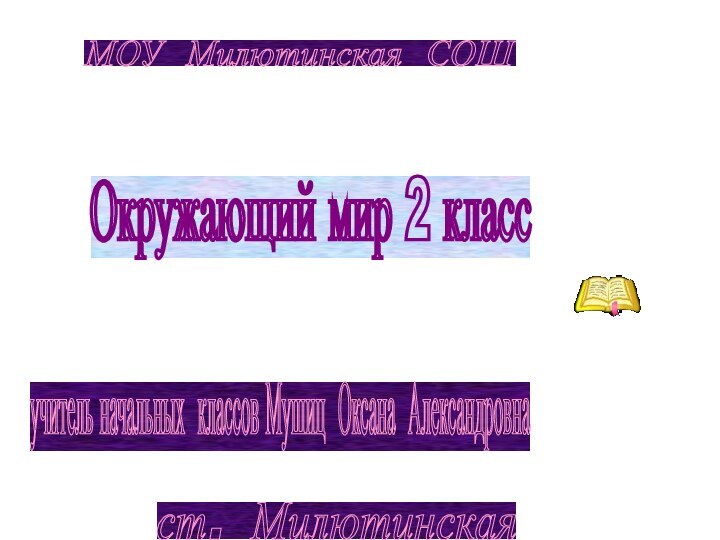 МОУ Милютинская СОШ учитель начальных классов Мушиц Оксана Александровна Окружающий мир 2