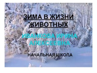 Зима в жизни животных. презентация к уроку (1 класс) по теме