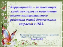 Презентация: Коррекционно – развивающая среда как условие повышения уровня познавательного развития детей дошкольного возраста