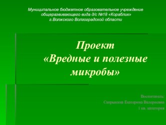 Проект Вредные и полезные микробы для подготовительной группы проект (подготовительная группа)