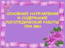 Основные направления работы при ФФН презентация по развитию речи