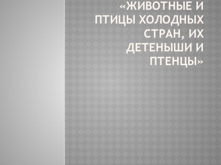 «Животные и птицы холодных стран, их детеныши и птенцы»