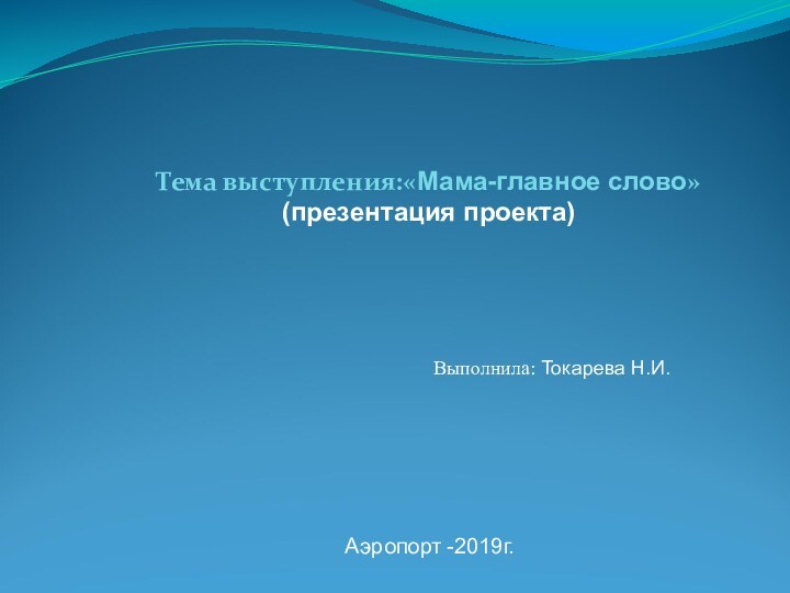 Аэропорт -2019г.Выполнила: Токарева Н.И.