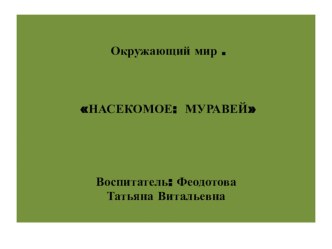 Насекомое: муравей. презентация по окружающему миру