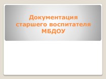 Презентация.Документация старшего воспитателя МБДОУ. презентация