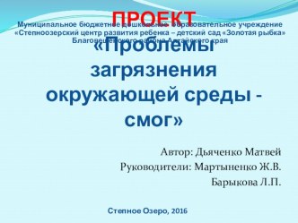 Проект Проблема загрязнения окружающей среды – смог творческая работа учащихся по окружающему миру (подготовительная группа)