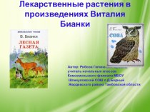 Презентация Лекарственные растения в произведениях Виталия Бианки презентация к уроку по окружающему миру (3, 4 класс)