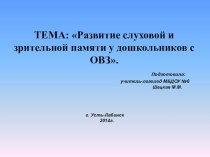 Презентация Развитие слуховой и зрительной памяти у детей с ОВЗ. презентация по логопедии по теме