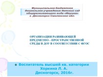 Организация предметно-пространственной среды в ДОУ в соответствии с ФГОС презентация