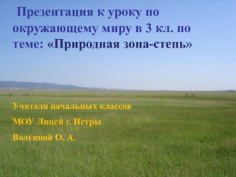 Природная зона-степь (3 кл.) план-конспект урока по окружающему миру (3 класс)