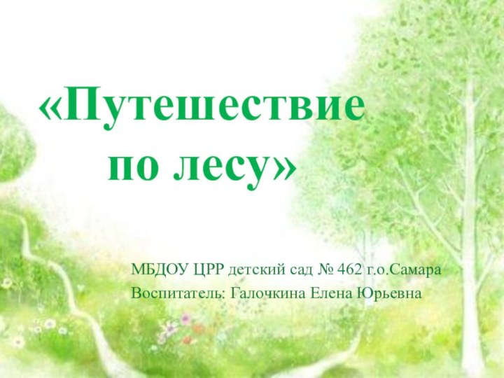 «Путешествие по лесу»МБДОУ ЦРР детский сад № 462 г.о.СамараВоспитатель: Галочкина Елена Юрьевна