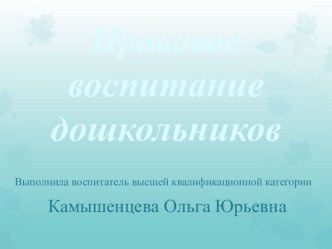 Презентация Правовое воспитание дошкольников презентация