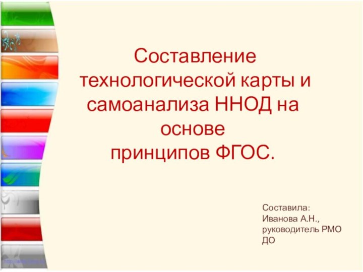 Организация  и самоанализ ННОД на основе принципов ФГОС.Иванова А.Н., руководитель РМО