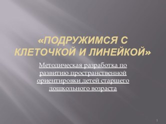 Подружимся с клеточкой и линейкой методическая разработка по математике (подготовительная группа)