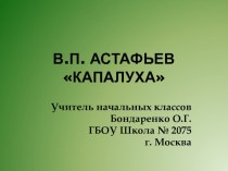 Конспект урока по литературному чтению по теме В.П.Астафьев Капалуха. методическая разработка по чтению (3 класс)