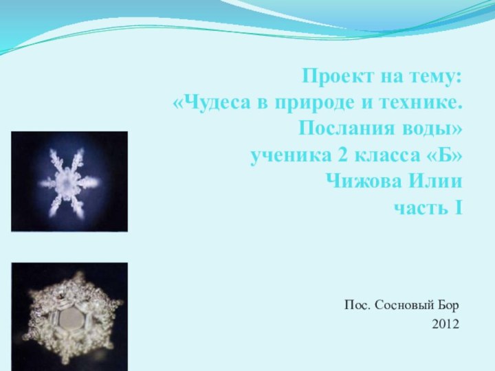 Проект на тему:  «Чудеса в природе и технике. Послания воды»