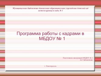 Программа работы с кадрами презентация к уроку по теме