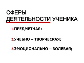 Сферы деятельности ученика методическая разработка