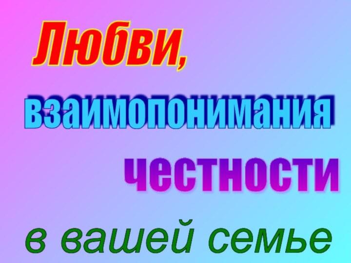 Любви, взаимопонимания честности в вашей семье